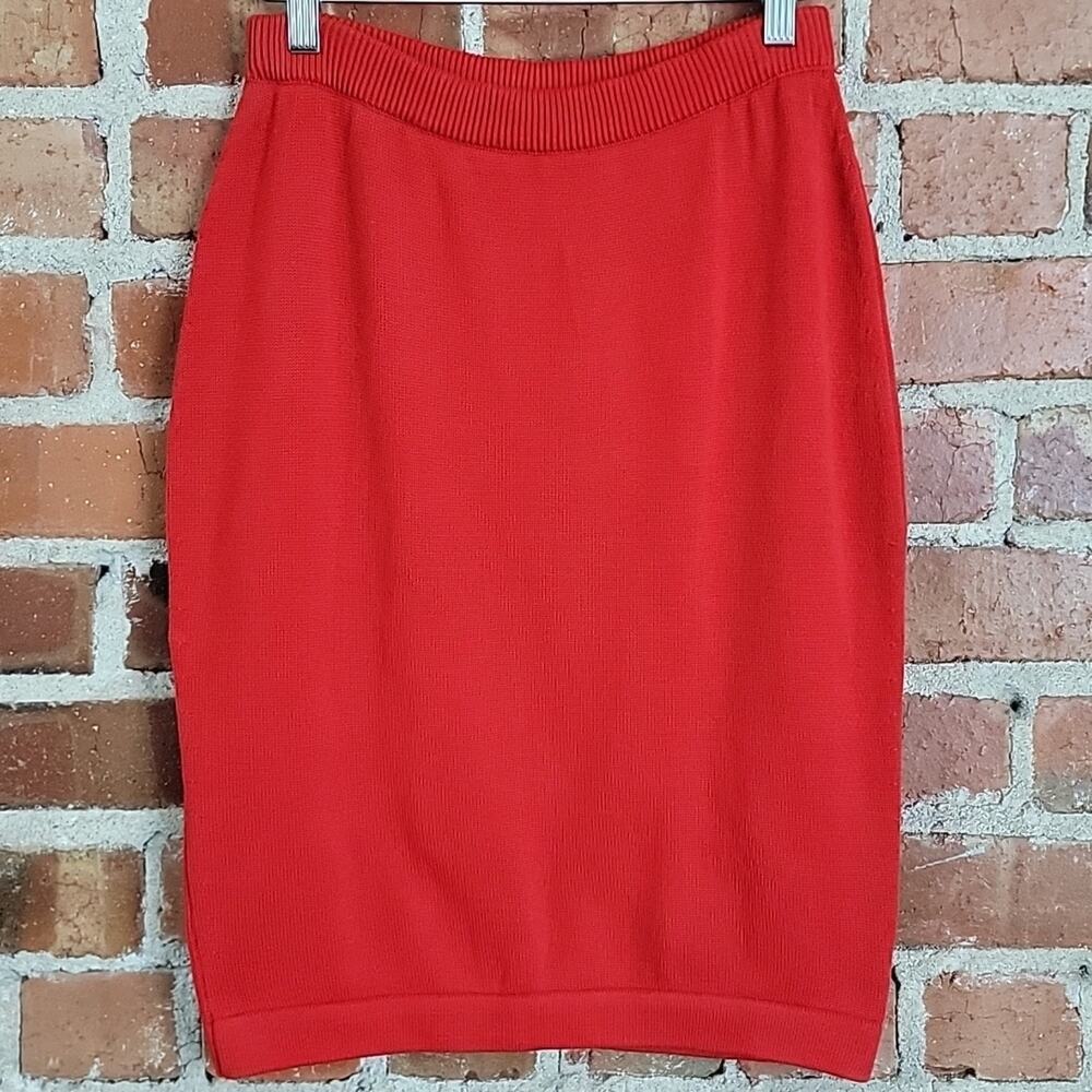 Barrie knitted red cotton pull-on pencil‎ skirt 38